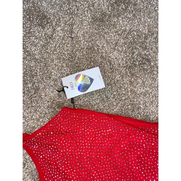 IRIS Maxi dress formal/semi formal rhinestone red/silver bodycon stretch NEW MD - Picture 10 of 13